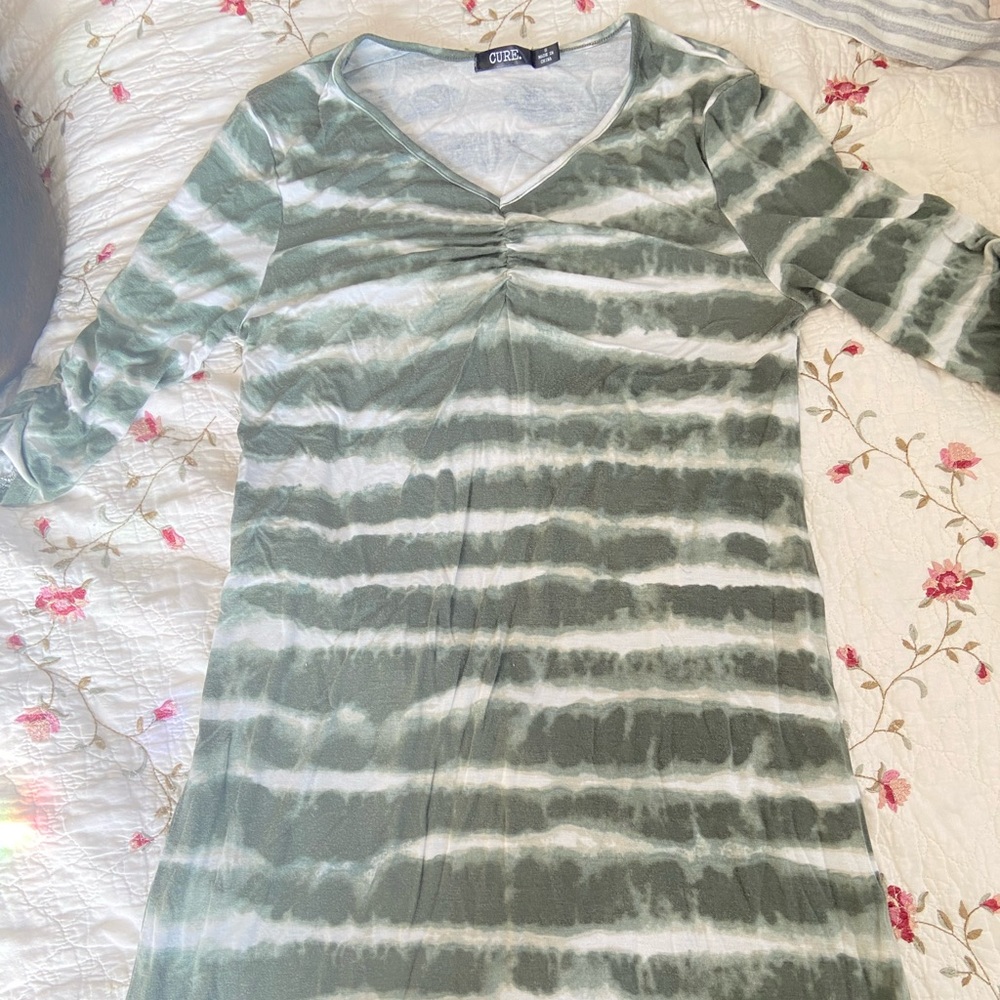 Green striped dress